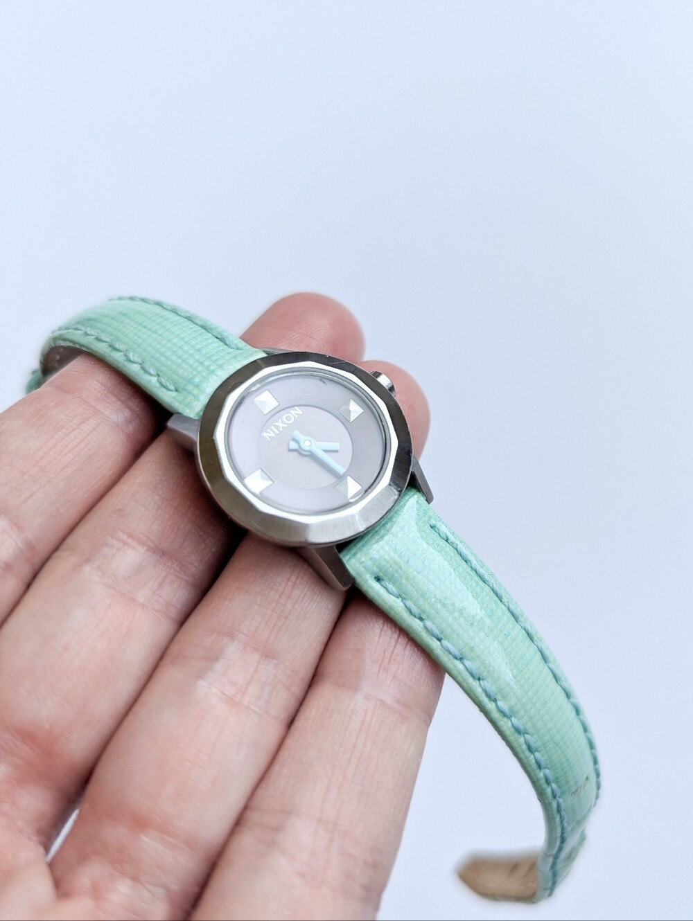 Nixon Wrist Rocket The Mini B Analog Leather Watch - Mint Green - Picture 14 of 14